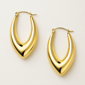 Pendientes Aro V Dorada de acero inoxidable con baño de oro 18K