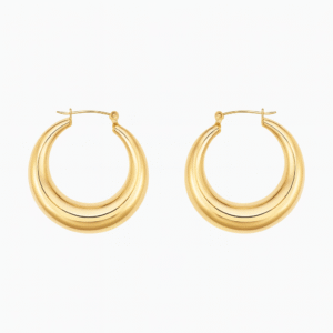 Pendientes Aro Ancho Dorado con baño de oro 18K en vista de producto